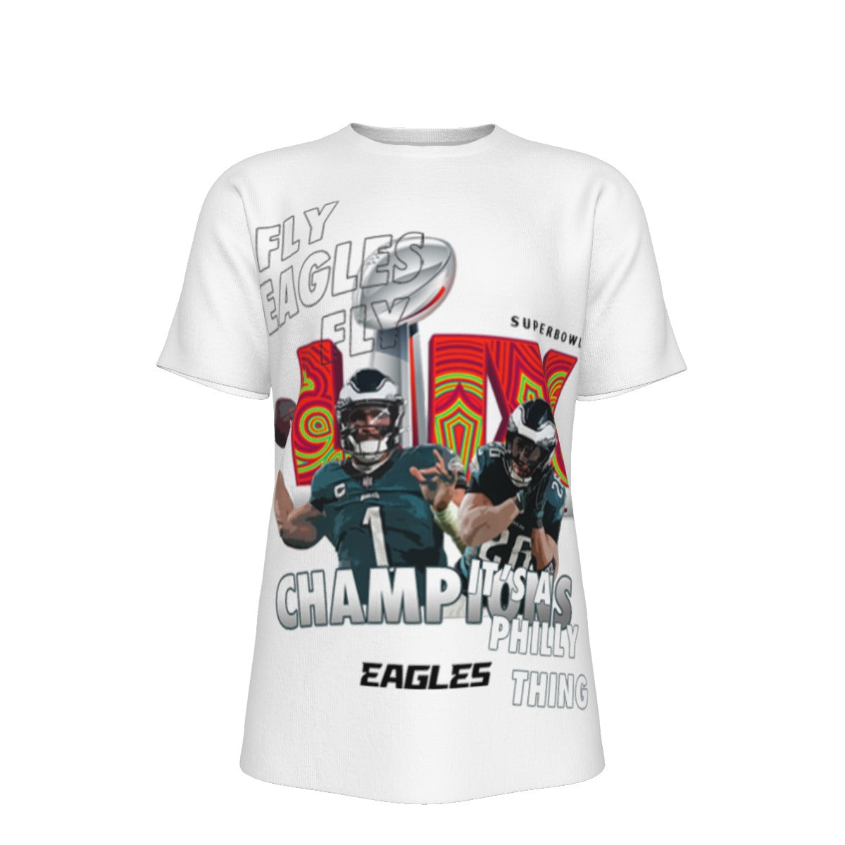 PHILADELPHIA EAGLES "SUPERBOWL LIX ALL OVER PRINT" CHAMPIONS TEE